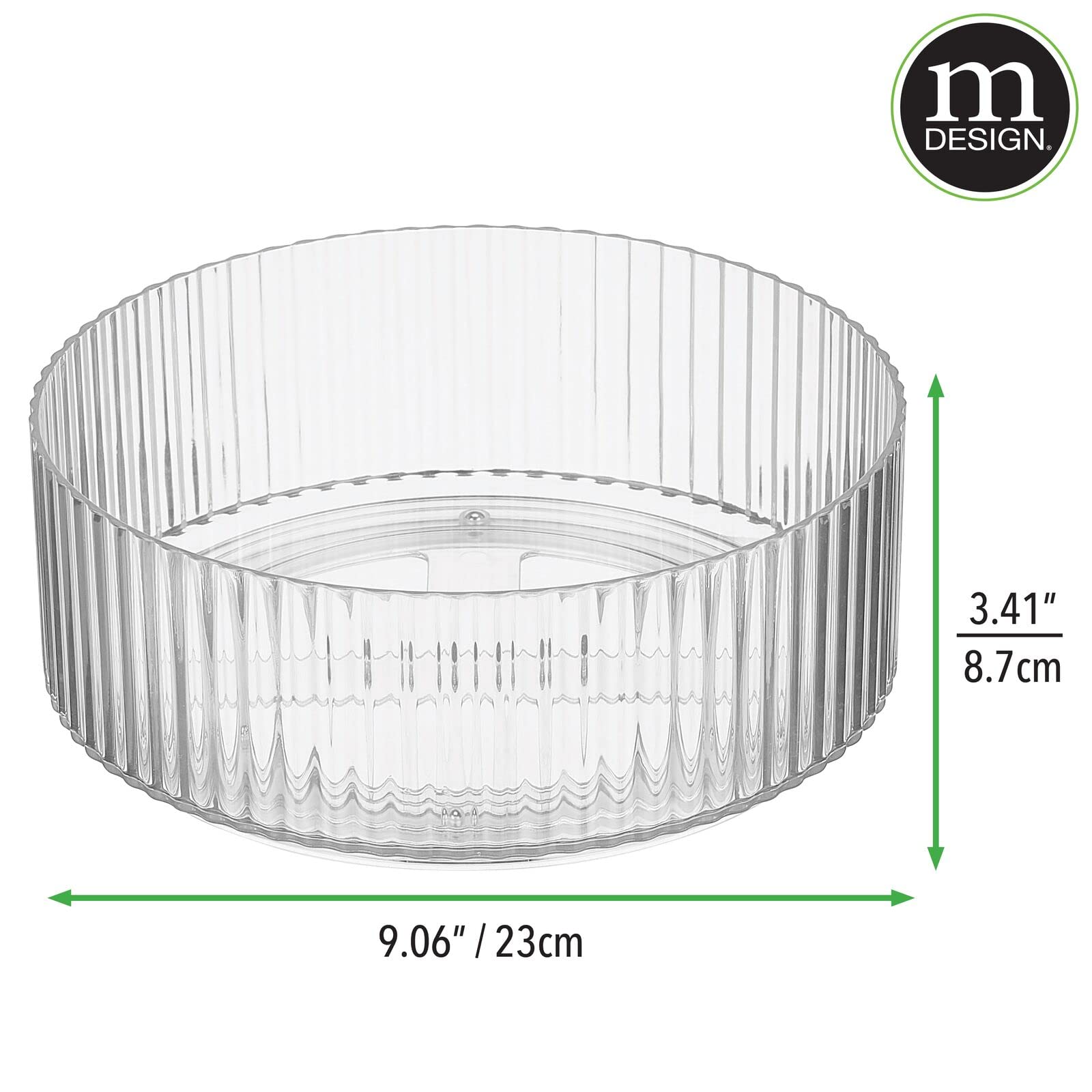 Mdesign Fluted Lazy Susan Turntable Plastic Spinner For Kitchen And Bathroom Cabinet, Cupboard, Or Countertop Organizing - Rotat